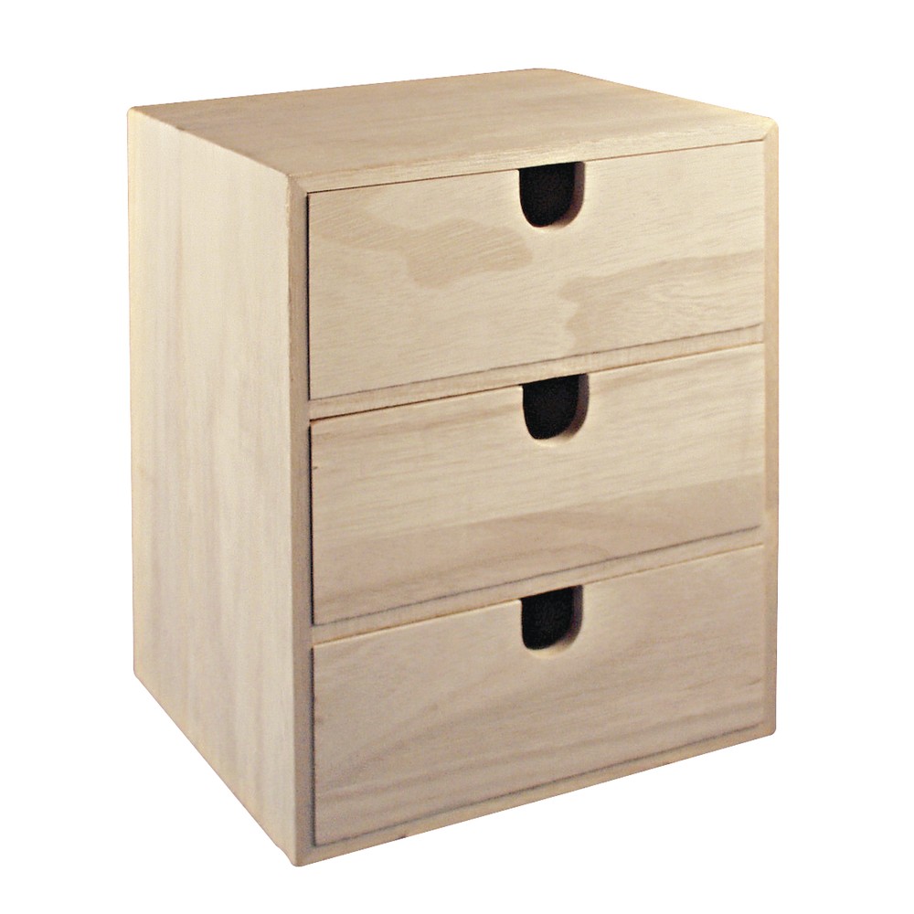 Rayher 62382000 Piccola cassettiera in legno, 3 cassetti, per scrivania,  21,5 x 14,5 x 16 cm